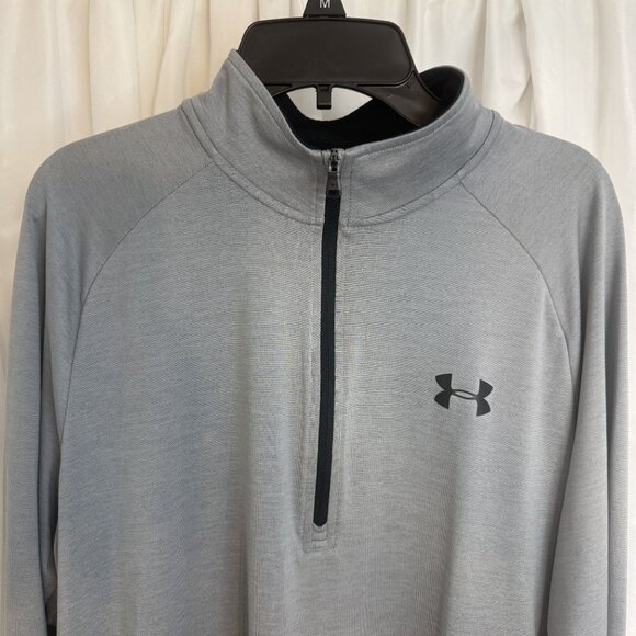 Under Armour Mens Gray 1/4 Zip Long Sleeve Athletic Pullover Medium - Picture 2 of 7